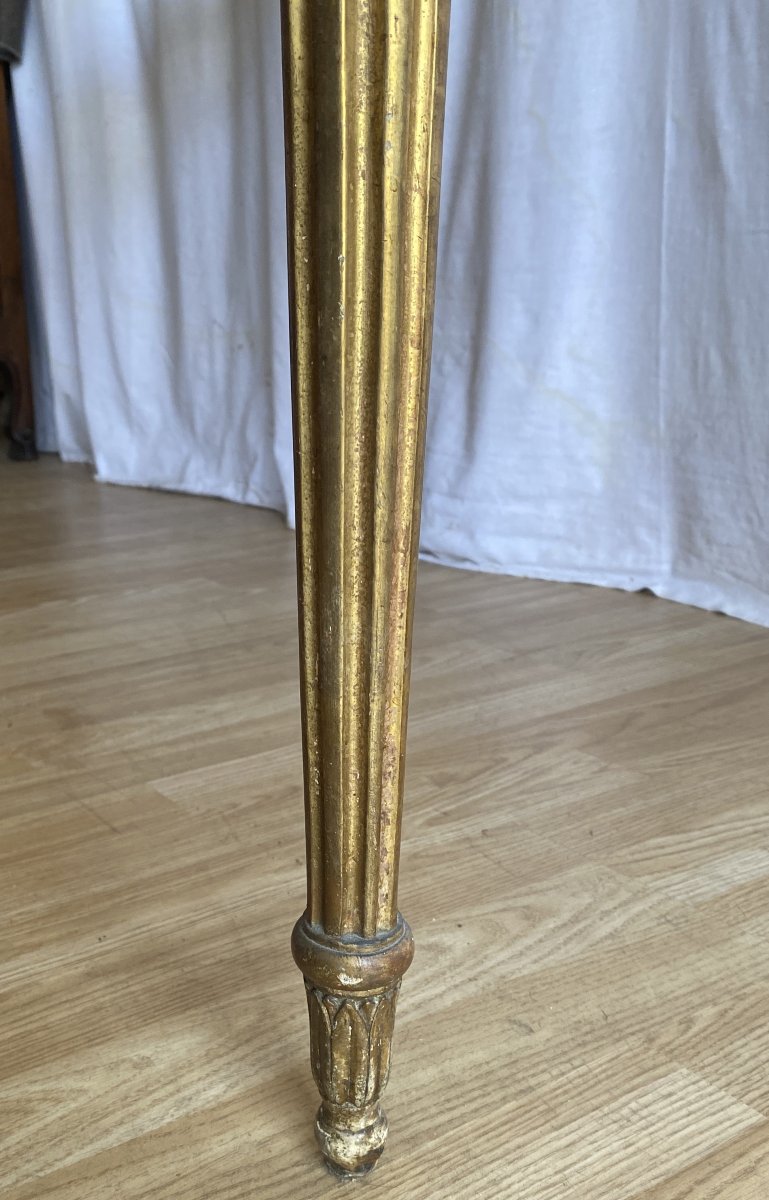 Grande console Louis XVI sculptée et dorée sur 4 pieds du XVIII ème-photo-1