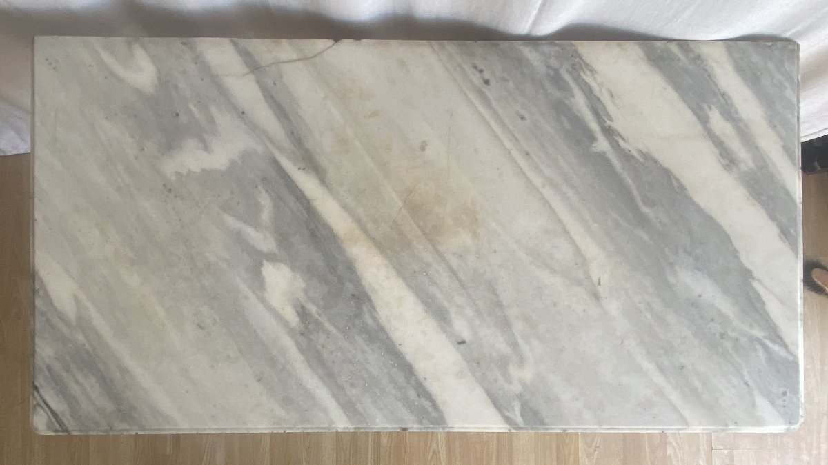 Grande console Louis XVI sculptée et dorée sur 4 pieds du XVIII ème-photo-8