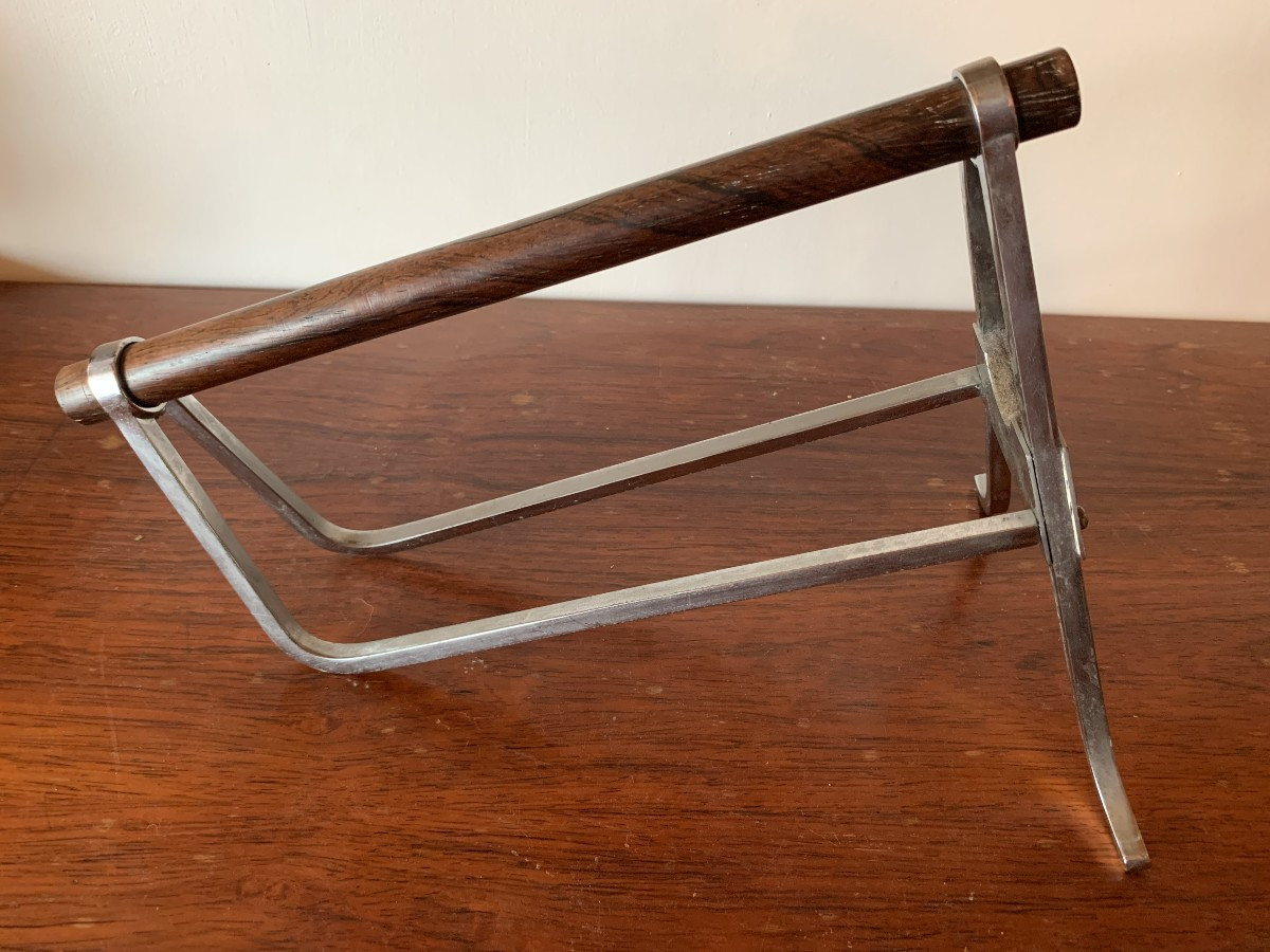 Jacques Adnet Art Deco Rosewood And Chrome Bottle Holder 20th Century