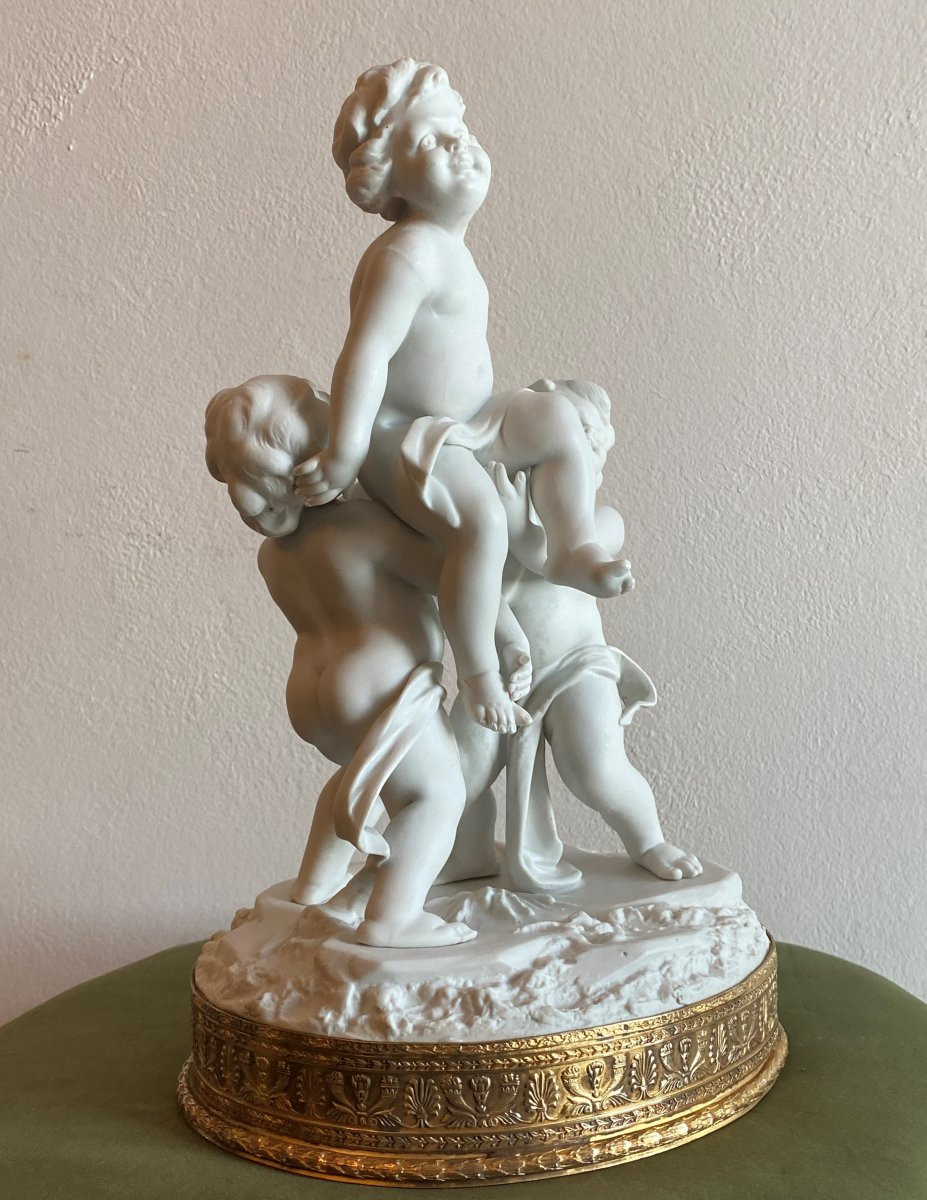 Putti Group In Biscuit Saxon Porcelain Meissen 19th C-photo-2