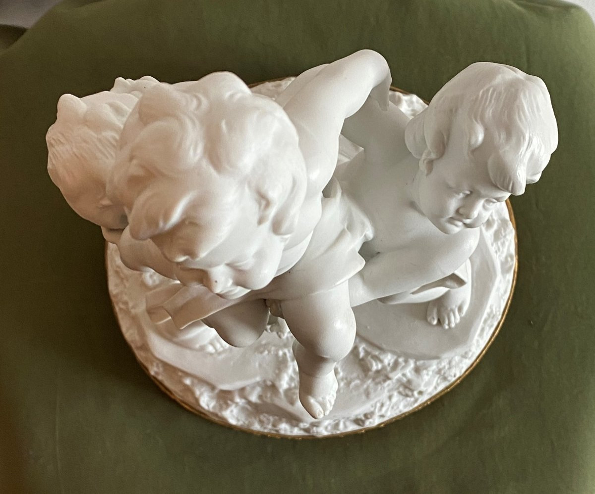 Putti Group In Biscuit Saxon Porcelain Meissen 19th C-photo-2