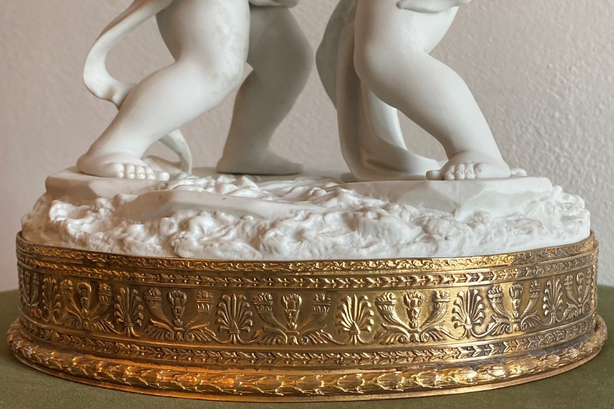 Putti Group In Biscuit Saxon Porcelain Meissen 19th C-photo-3