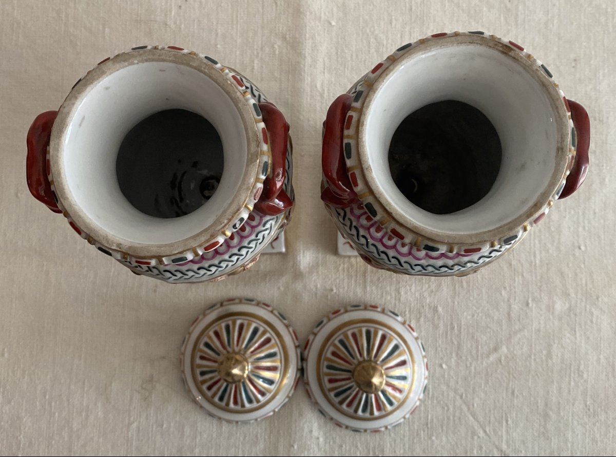Pair Of Capo Di Monté Covered Vases With Roman Decor 19th C-photo-5