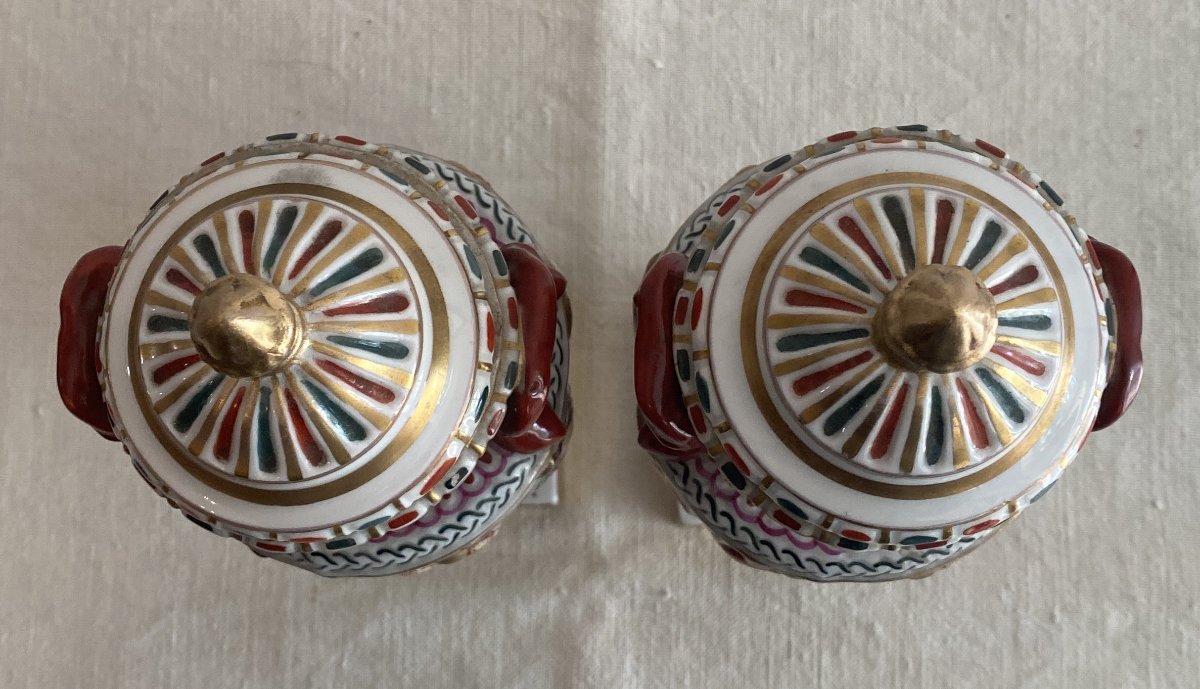 Pair Of Capo Di Monté Covered Vases With Roman Decor 19th C-photo-6