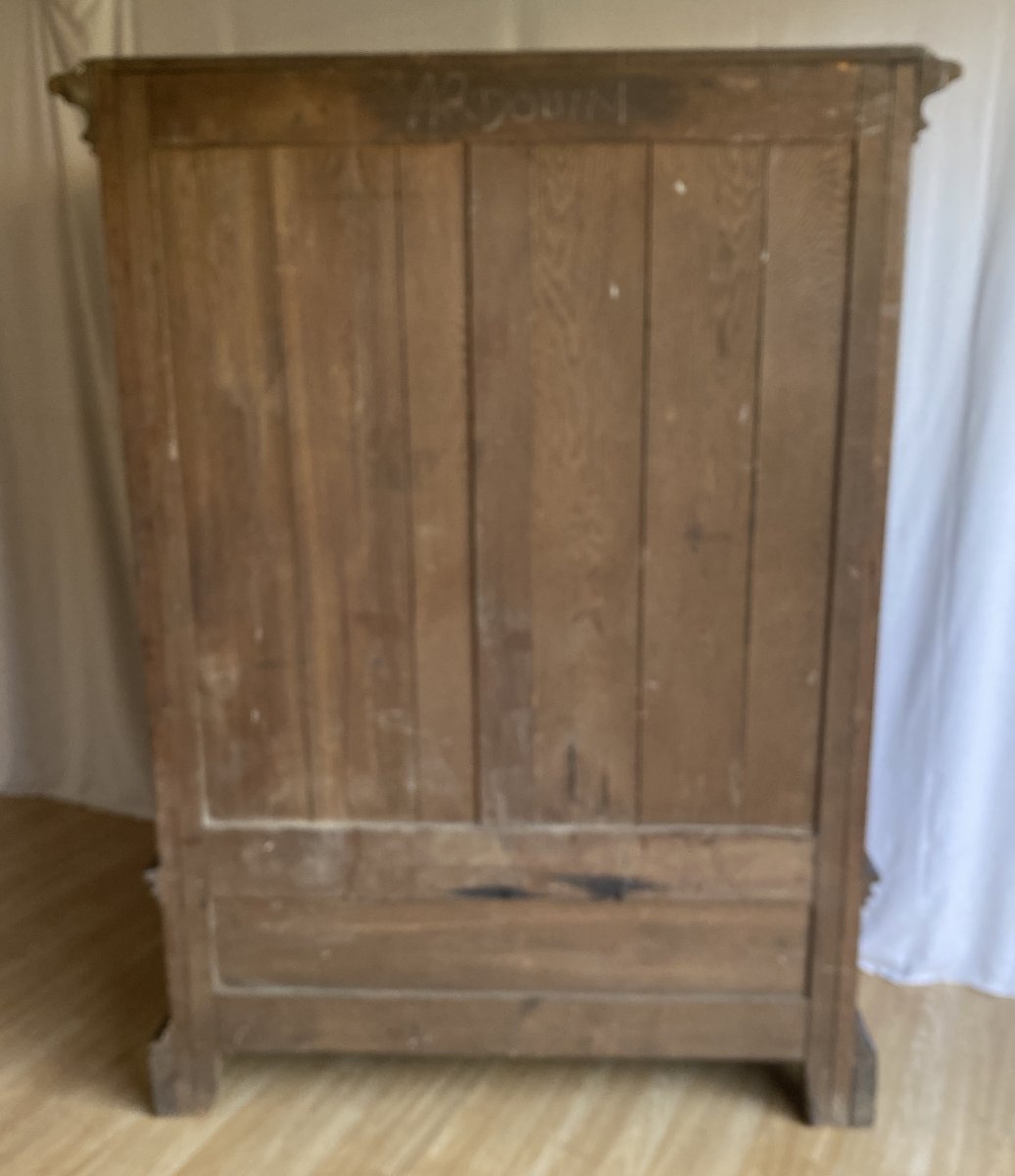 Gothic Oak Cabinet With Royal Coat Of Arms And Fleur-de-lis 19th C-photo-6