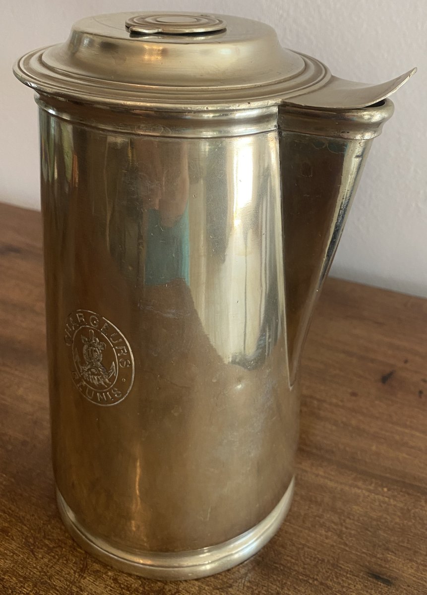 Christofle et les Chargeurs Réunis Chocolatière en bronze doré XIX ème-photo-6