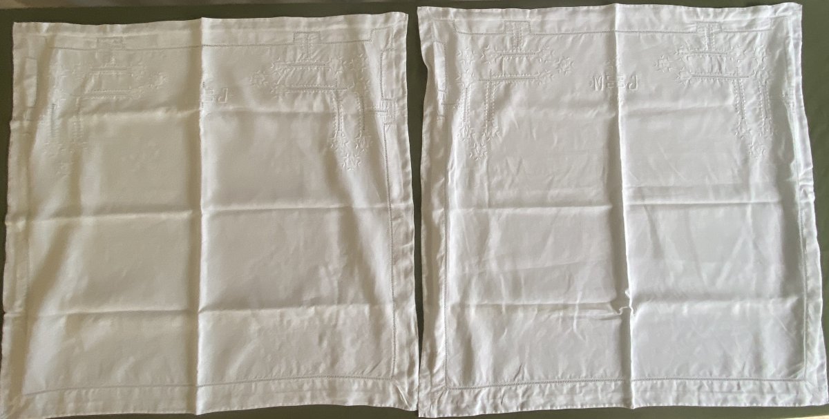 Pair Of Antique Linen Pillowcases – Late 19th Century-photo-2