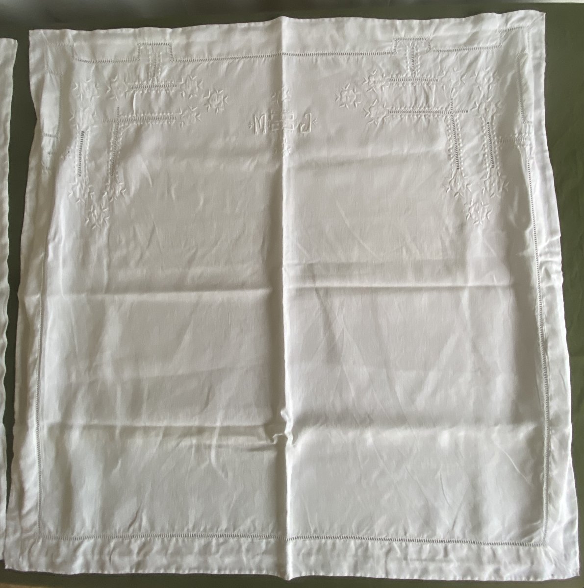 Pair Of Antique Linen Pillowcases – Late 19th Century-photo-3