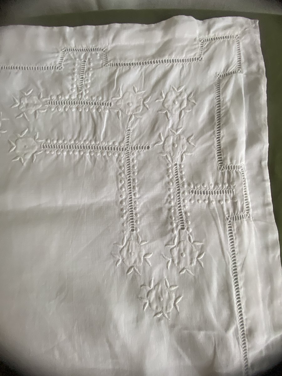 Pair Of Antique Linen Pillowcases – Late 19th Century-photo-2