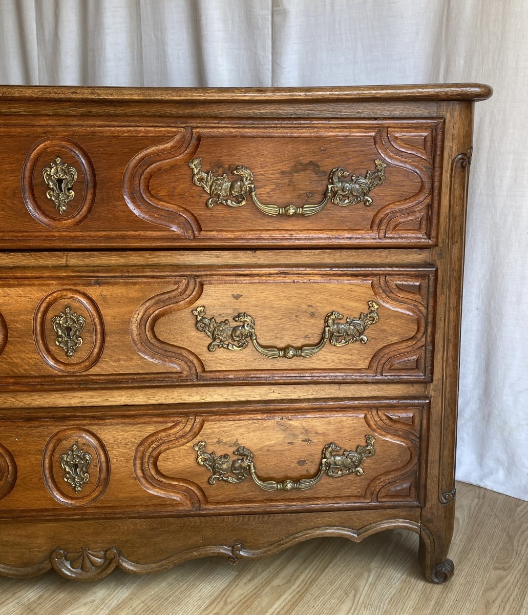 18th-century Louis XV-style Chest Of Drawers In Molded Oak-photo-3