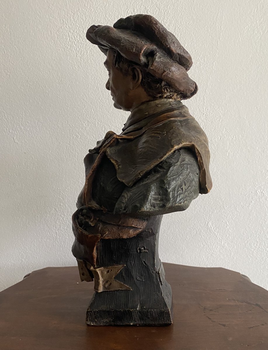 Goldsheider Friedrich, Polychrome Terracotta Bust, 19th Century -photo-2