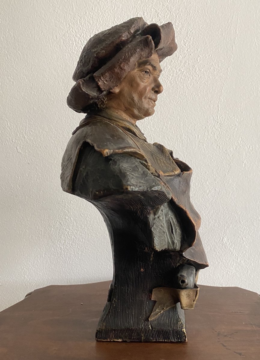 Goldsheider Friedrich, Polychrome Terracotta Bust, 19th Century -photo-3
