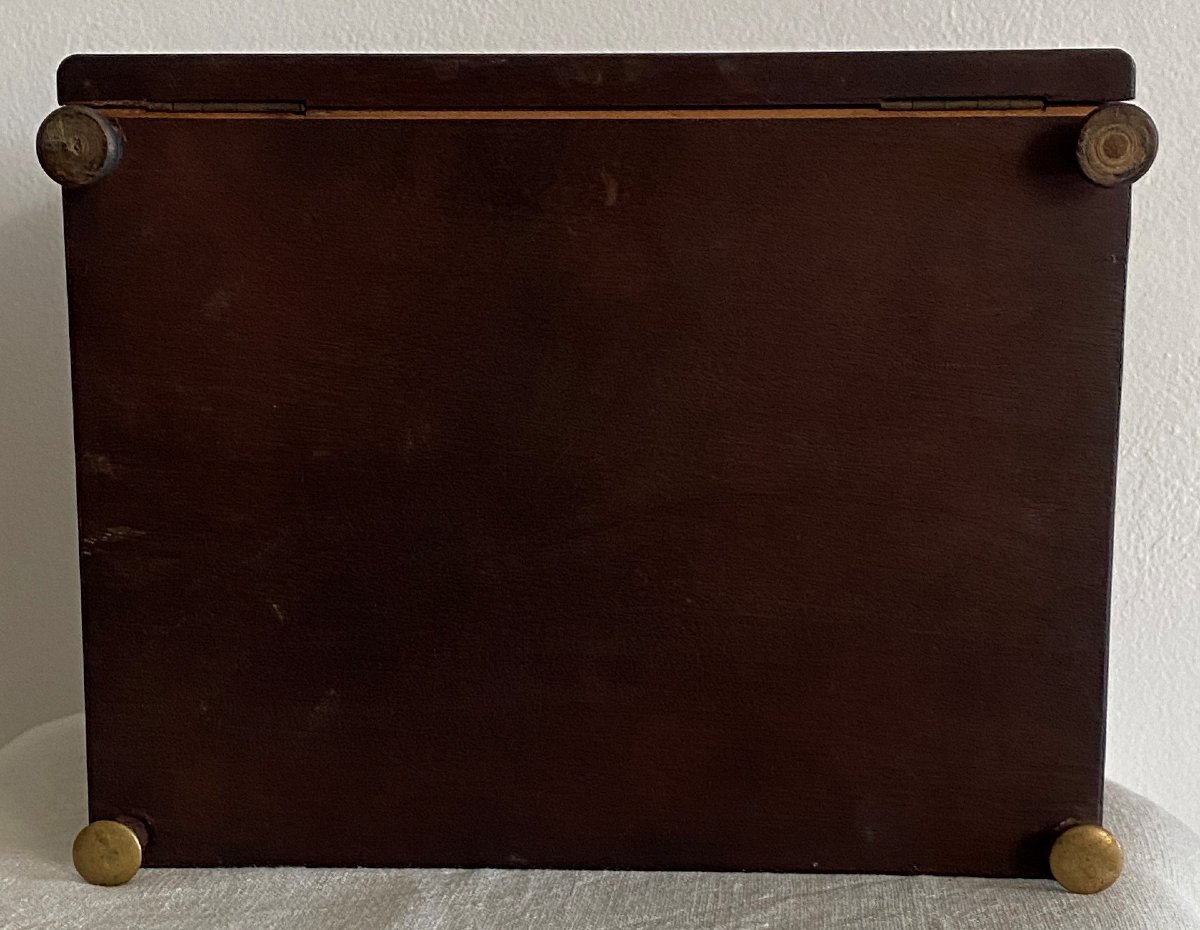 19th-century Marquetry Cigar Cabinet Or Box With 4 Shelves-photo-7