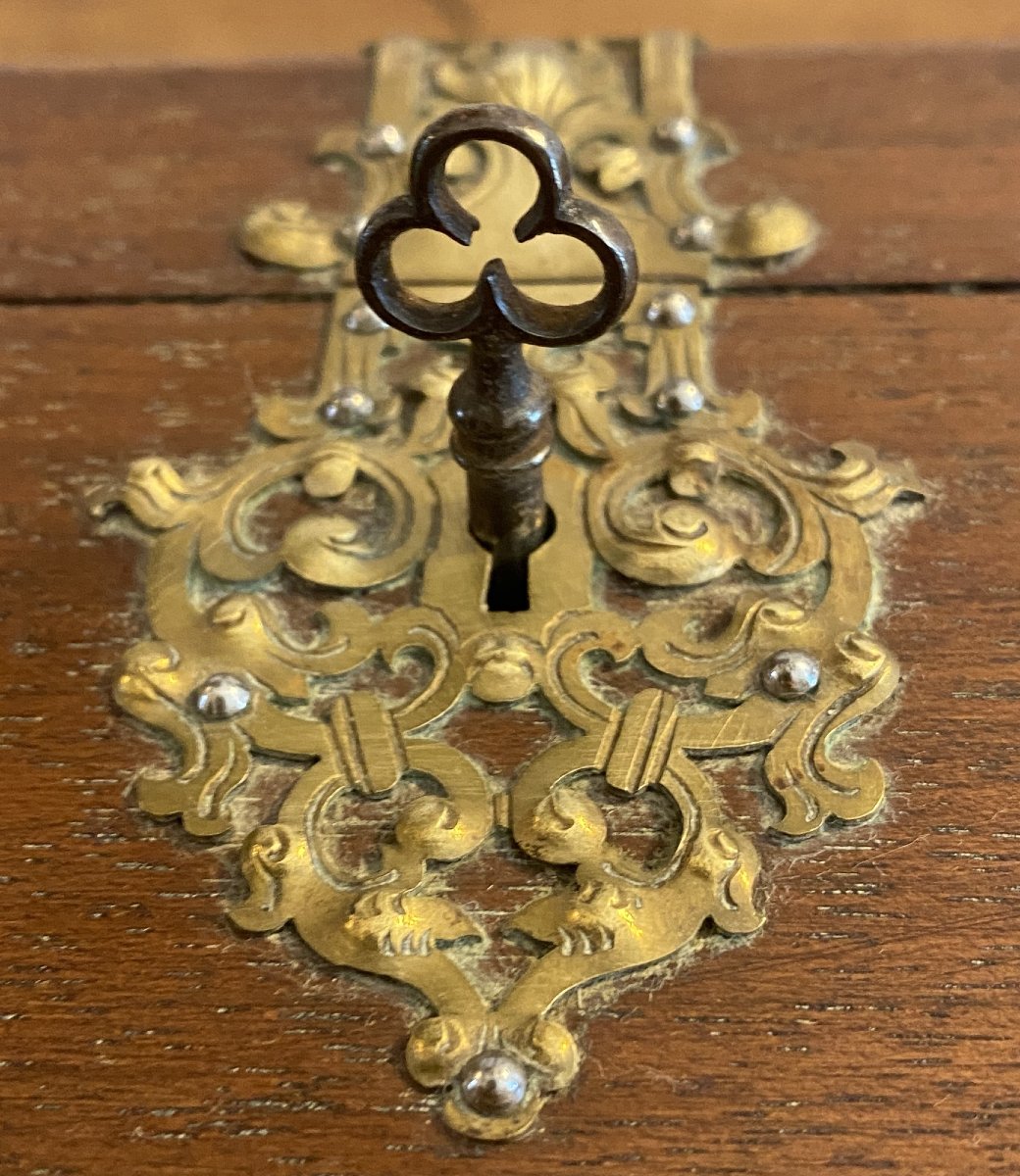 Coffret ou boîte à bijoux Napoléon III en acajou et laiton porte montre XIX ème-photo-1