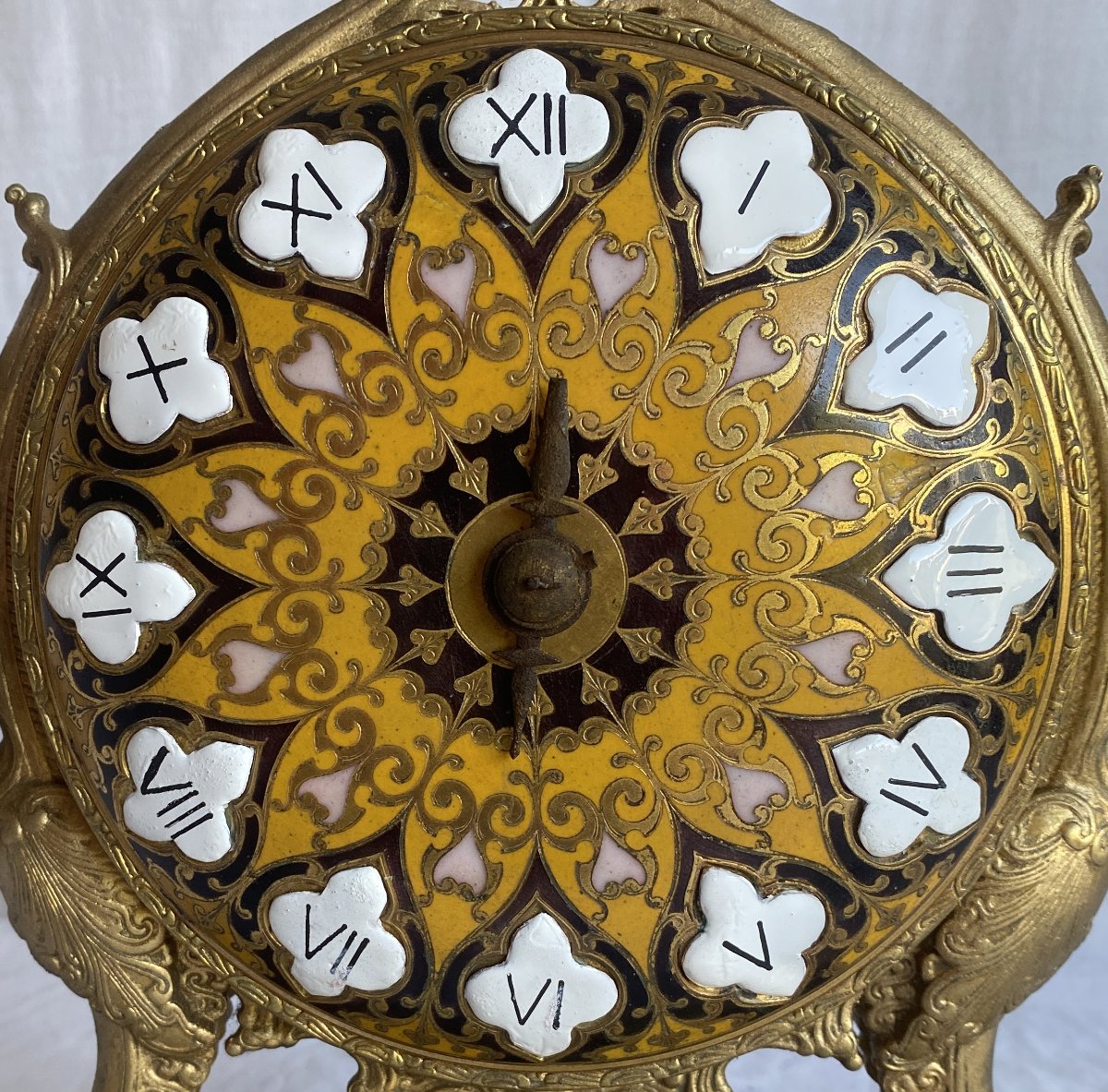 Ferdinand BARBEDIENNE pendule en bronze et cadran émaillé japonisante XIX ème-photo-2