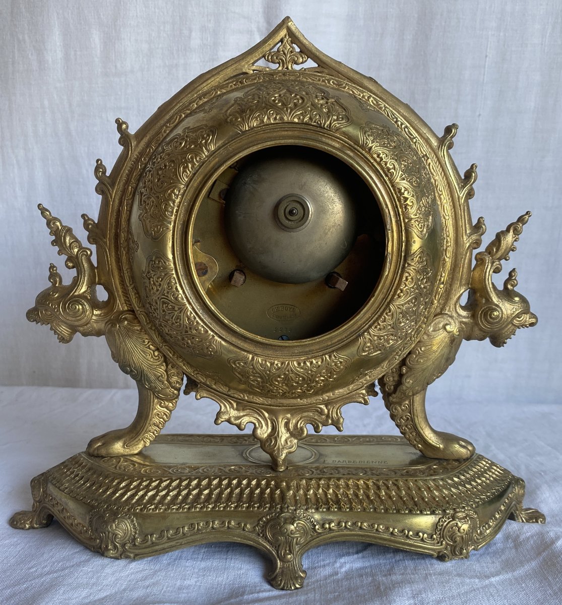 Ferdinand BARBEDIENNE pendule en bronze et cadran émaillé japonisante XIX ème-photo-4