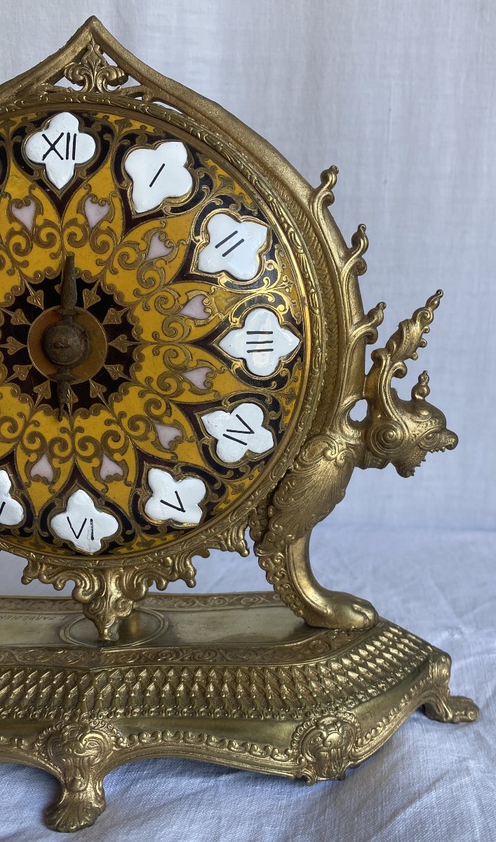 Ferdinand BARBEDIENNE pendule en bronze et cadran émaillé japonisante XIX ème-photo-1