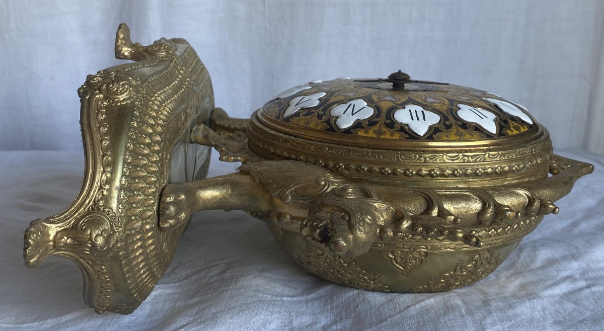Ferdinand BARBEDIENNE pendule en bronze et cadran émaillé japonisante XIX ème-photo-7