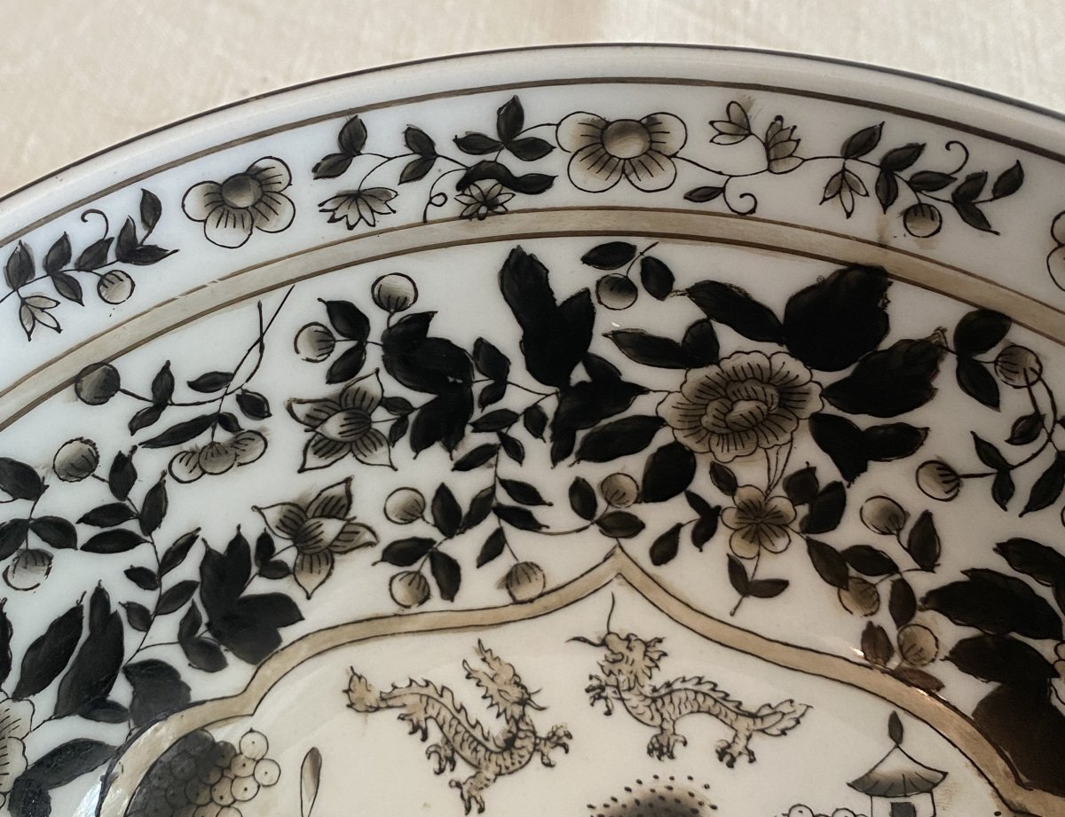 Grand Bol Chinois en porcelaine noir et blanc XX ème-photo-4
