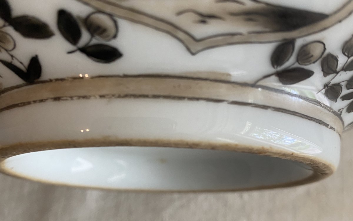 Grand Bol Chinois en porcelaine noir et blanc XX ème-photo-2