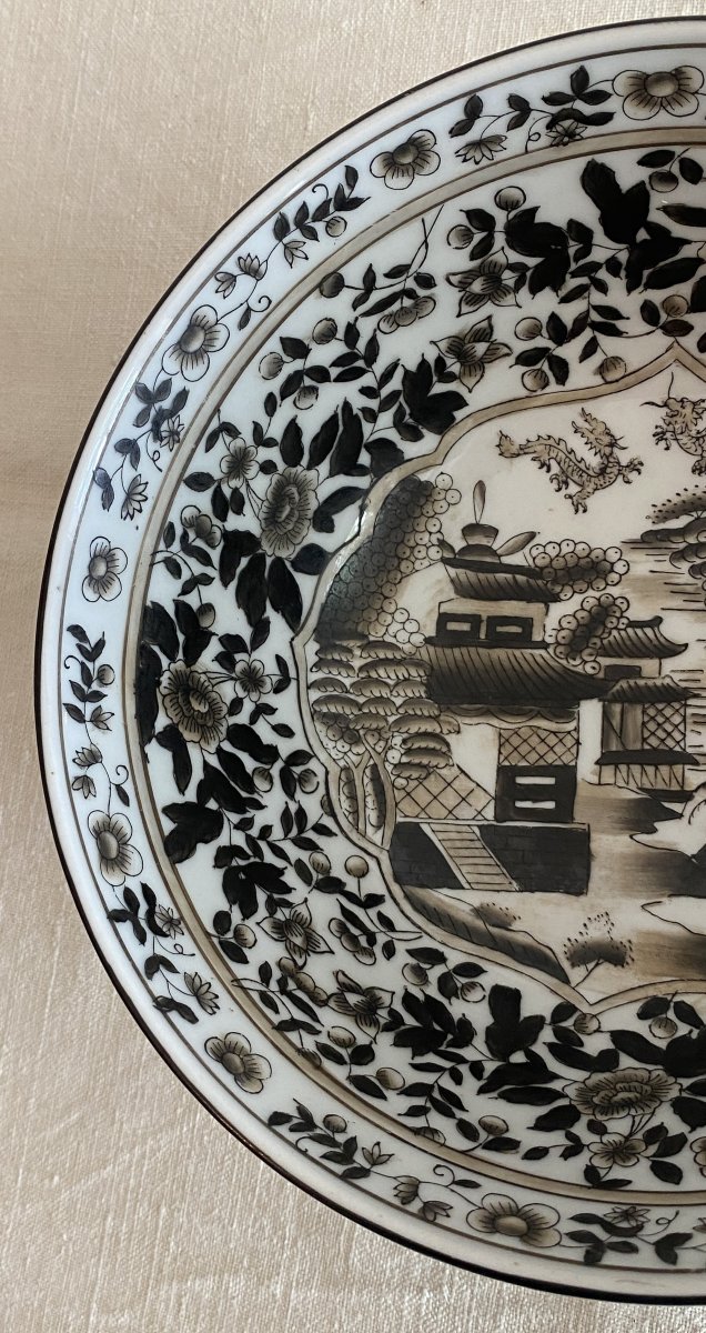 Grand Bol Chinois en porcelaine noir et blanc XX ème-photo-3