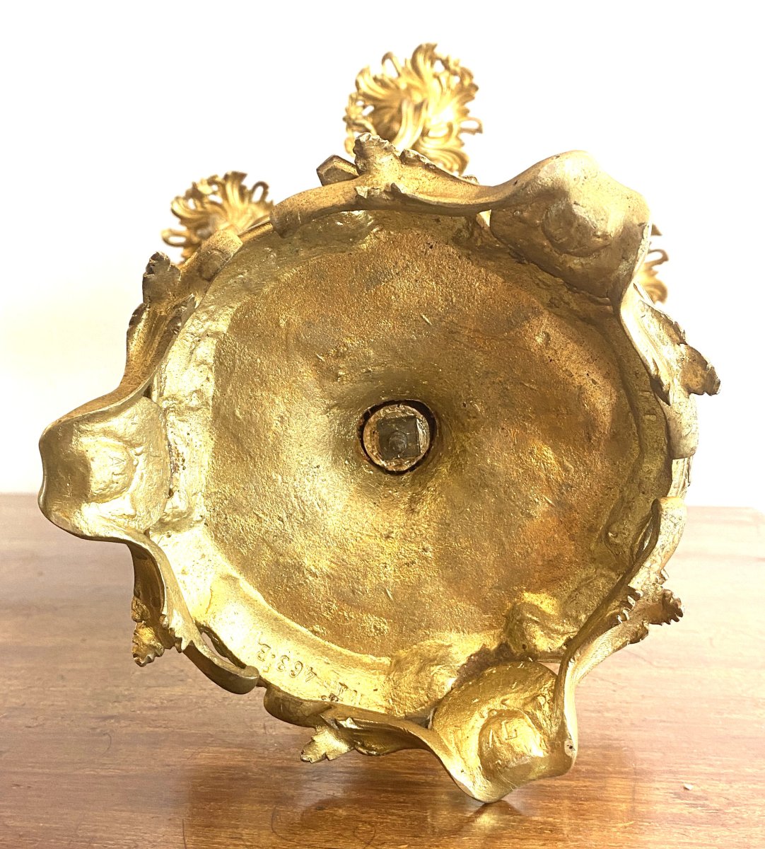 Grande Paire de candélabres Style Louis XV Rocaille en bronze Doré et ciselé   XIX ème-photo-5
