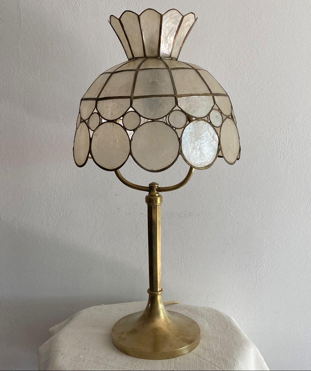 Lampe à Poser Art Nouveau En Bronze Et Nacre  XX ème-photo-2