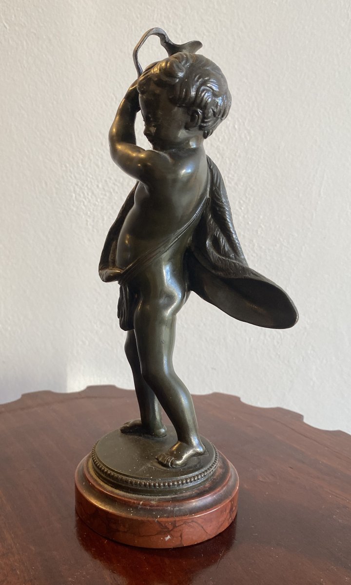Clodion, Bronze Sculpture Of A Child Or Putto Holding A Water Jug, 19th Century-photo-3