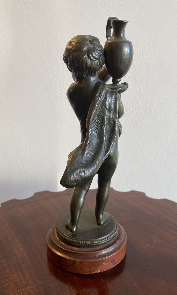 Clodion, Bronze Sculpture Of A Child Or Putto Holding A Water Jug, 19th Century-photo-4