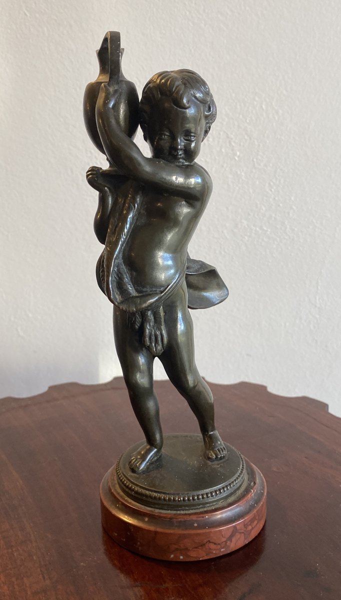 Clodion, Bronze Sculpture Of A Child Or Putto Holding A Water Jug, 19th Century