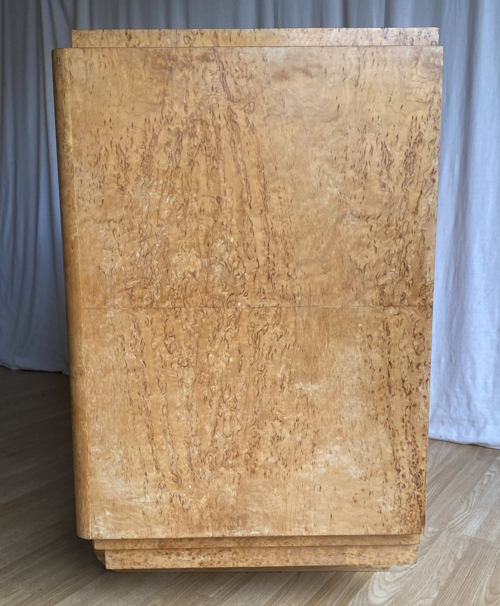 Grande commode Art Déco en loupe de frêne XX ème-photo-4