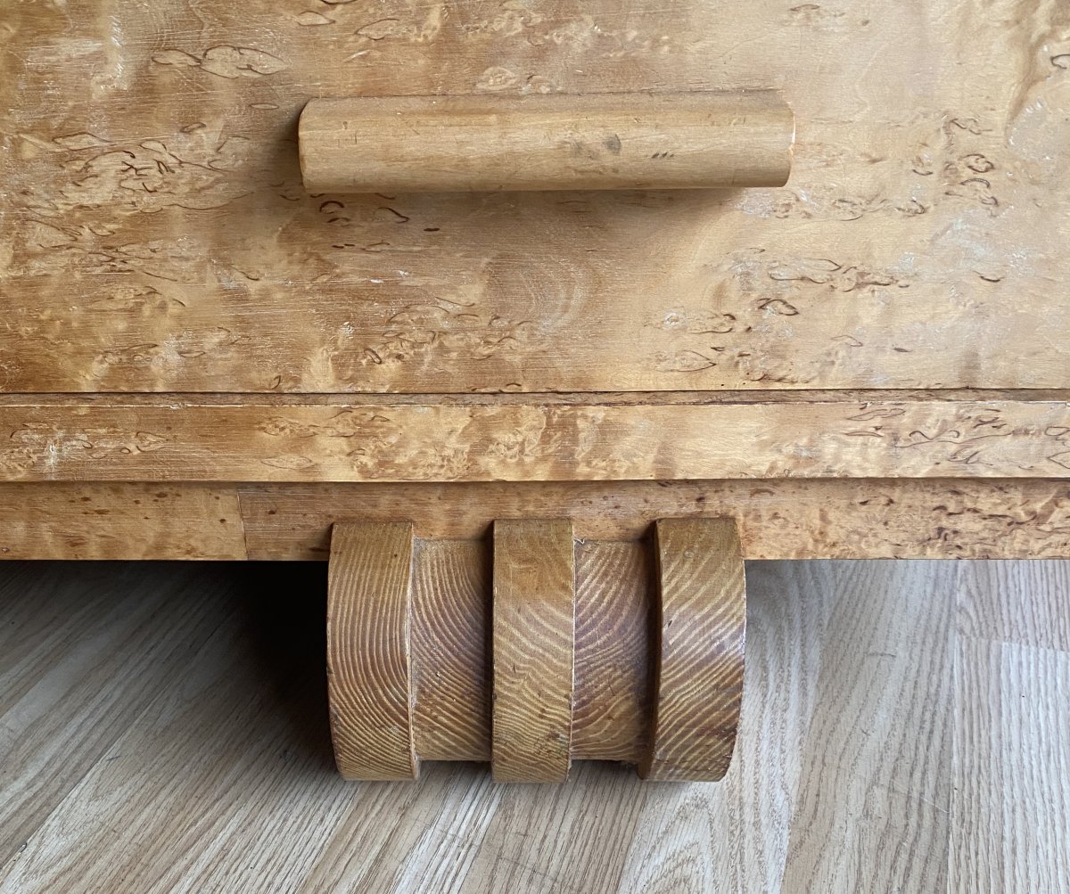 Grande commode Art Déco en loupe de frêne XX ème-photo-4
