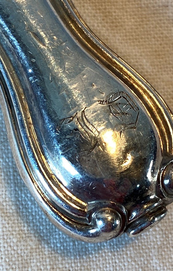 6 Solid Silver Knives In Entremet De La Maison Queillé Orfèvre De Paris XIX Th-photo-1