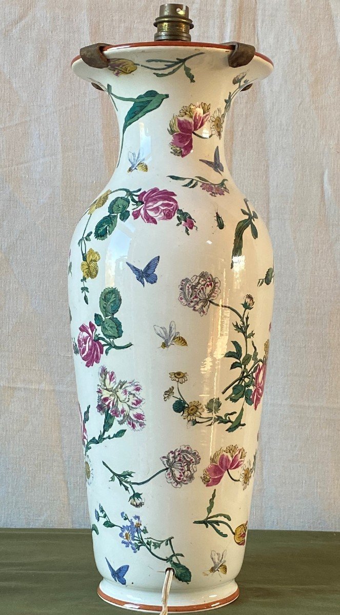 Large Vase Lamp Decorated With Flowers And Insects XIX-photo-3