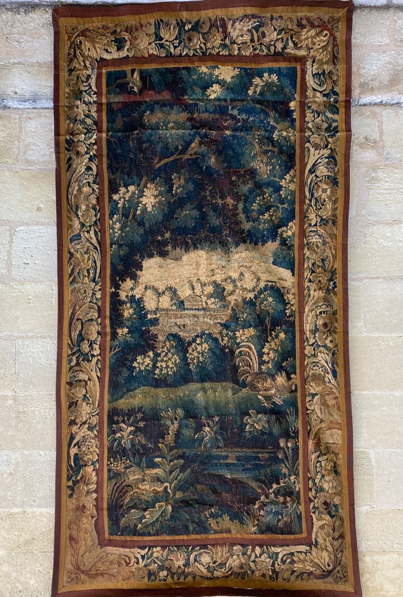 Aubusson Tapestry With Castle Decor, Greenery And Animals XVII