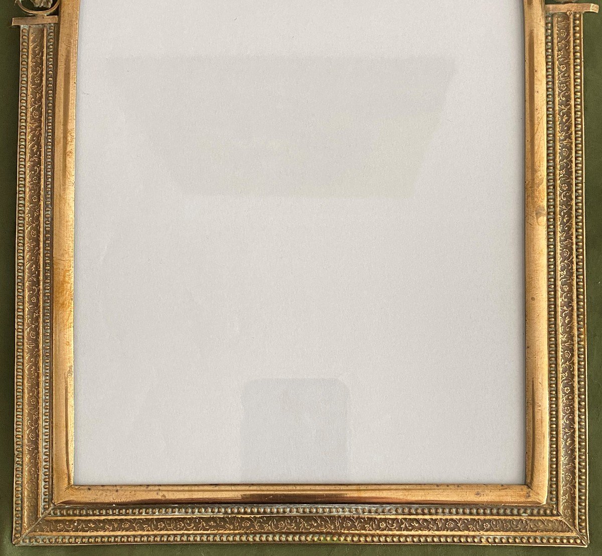 Photo Frame In Gilt Bronze And Set With 7 Garnets XIX-photo-3