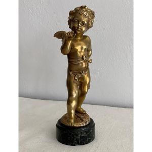 Kossowski Henryk Sculpture Statue Of A Cherub In Gilt Bronze XIX