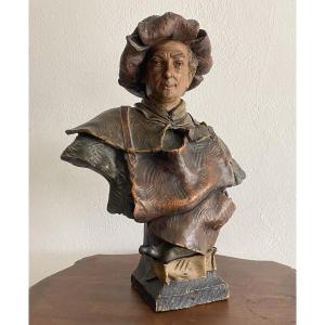 Goldsheider Friedrich Bust In Polychrome Terracotta XIXth