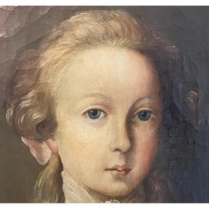 Tableau Représentant Un Portrait d'Un Enfant Dans Son Cadre d'Origine  XVIII ème