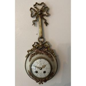 Wall Cartel Clock In Bronze And Marble Louis XVI Style 19th