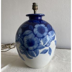 Tharaud Camille Grand Vase Monté En Lampe à Décor De Fleurs XX ème