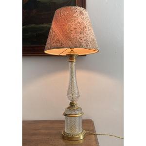 20th Century Cut Crystal And Gilt Bronze Lamp