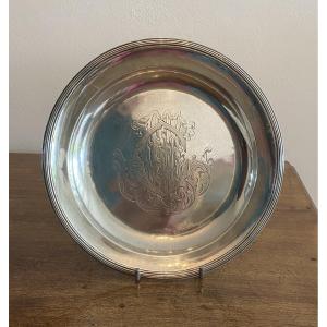 Mc Monogram Plate In Solid Silver, 19th Century