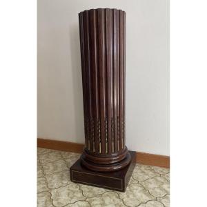 Louis XVI Style Truncated Column Stand Or Sheath In Mahogany And Bronze, 19th Century
