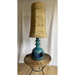 Grande Lampe en céramique et plaques de verre rouge 1970  West Germany XX ème