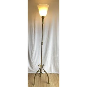 Lampadaire diffuseur en bronze et laiton  XX ème