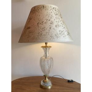 20th Century Empire Style Cut Crystal Lamp With Gilt And Chased Bronze