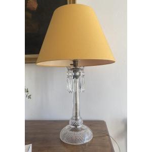 Grande Lampe en cristal taillé à pampilles fin XIX ème