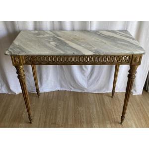 Large Louis XVI Carved And Gilded Console On 4 18th Century Legs