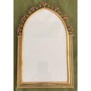 Photo Frame In Gilt Bronze And Set With 7 Garnets XIX